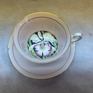 Rosina Teacup Saucer Set Pink Orchid pattern bone china England